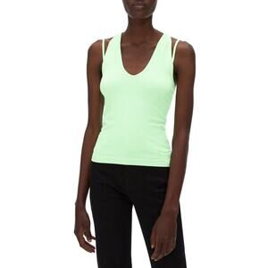 Helmut Lang Multi-Strap Tank Top Pine Front Lime Green Designer Chic XS/S